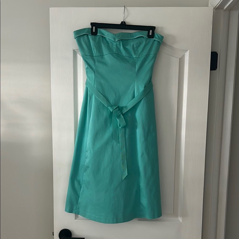 Oasis Blue Strapless Sundress for Wedding Guest